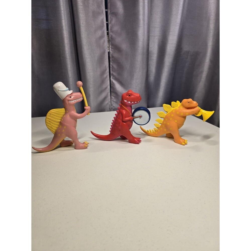 Vintage Ankyo Dinosaur Marching Band Figures Lot of 3 5” Tall